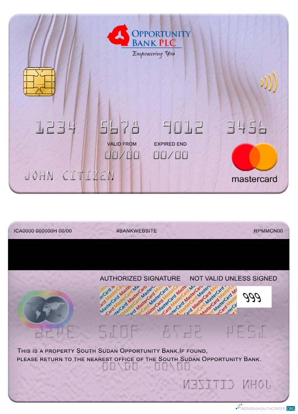 Download South Sudan Opportunity Bank mastercard Photoshop template